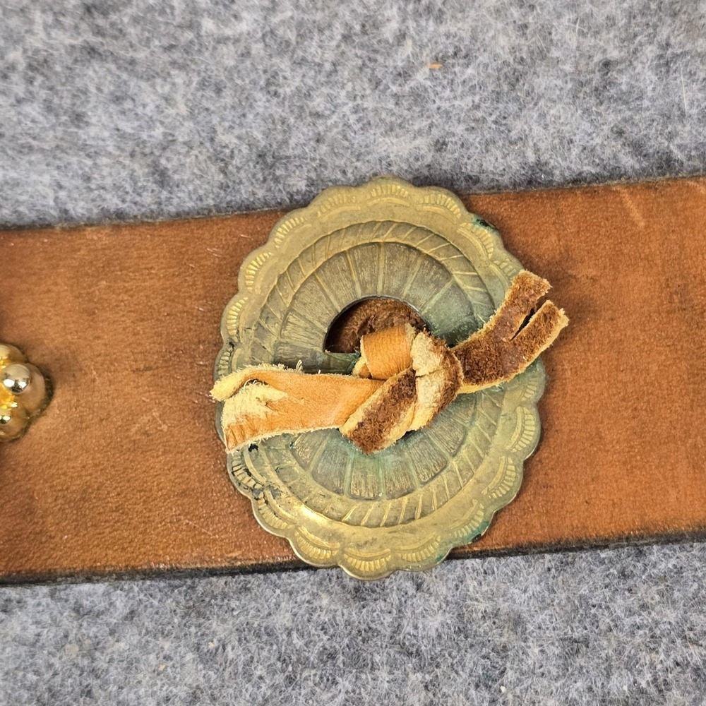 Vintage Jacobs Leather Belt Small Brown Cat Concho No Buckle USA CT 27.5" - Picture 5 of 16